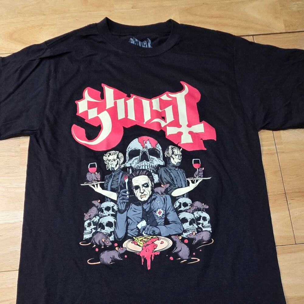 Ghost Band Tee Mens Skull Graphic Black Rock Concert Metal Shirt Small NWOT
